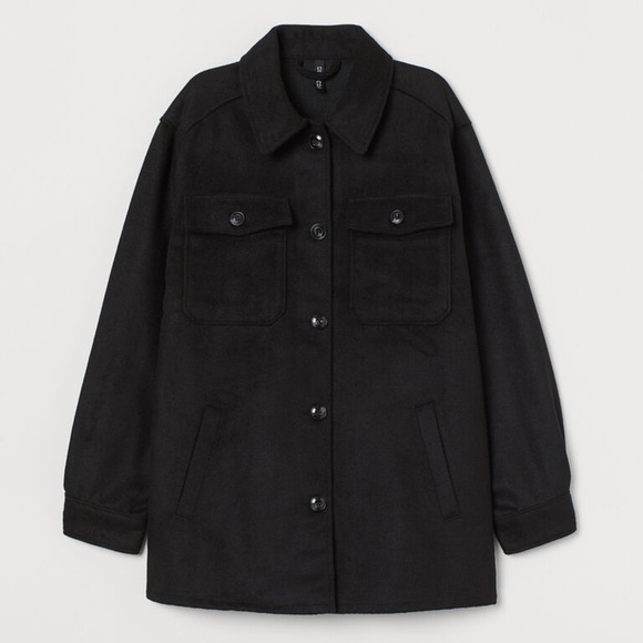 H&M, Divided, size S, BNWT,  oversized shirt jacket. Shacket, black - Picture 1 of 8